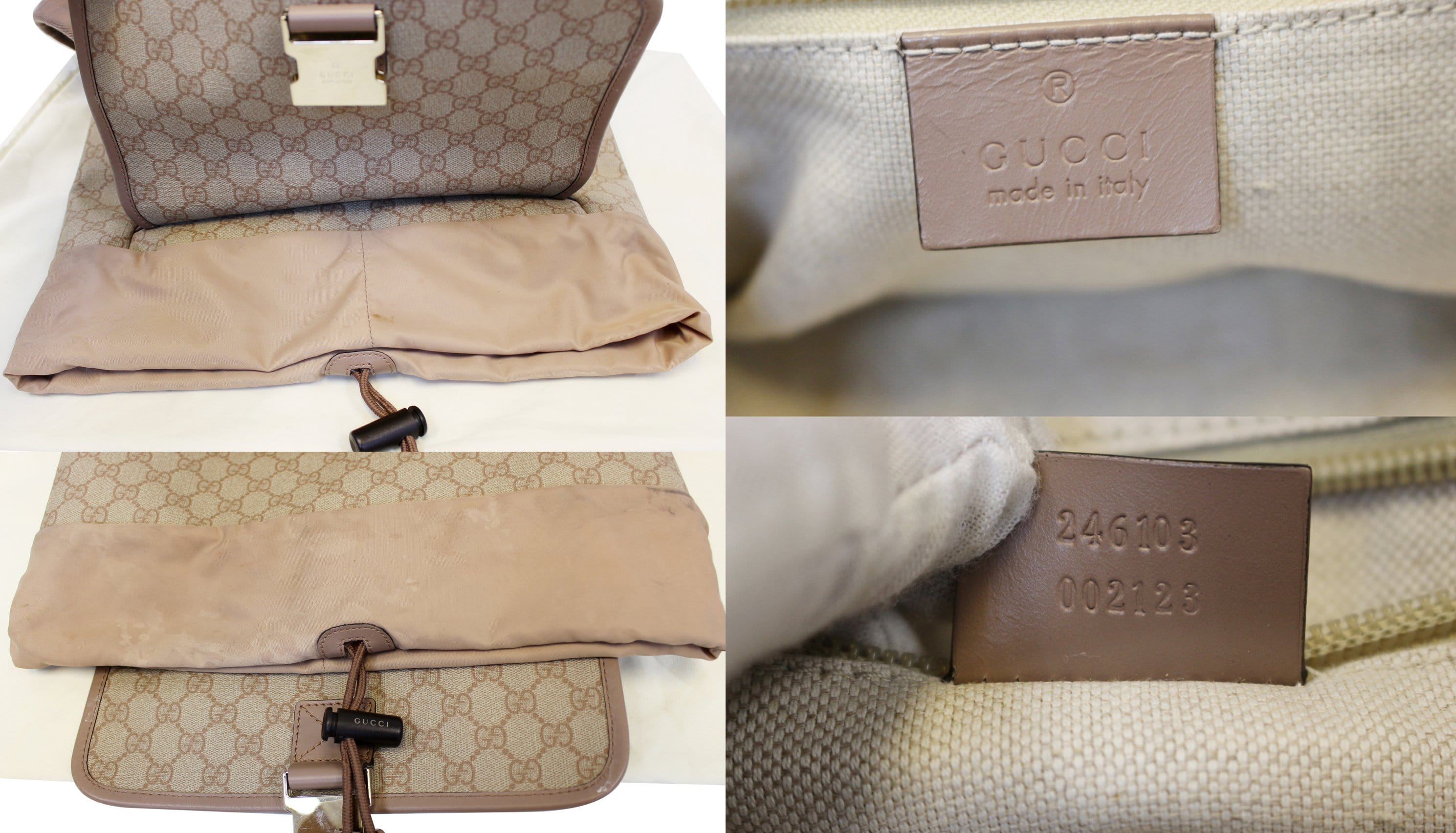 GUCCI GG Monogram Supreme Flap Backpack Bag 246103