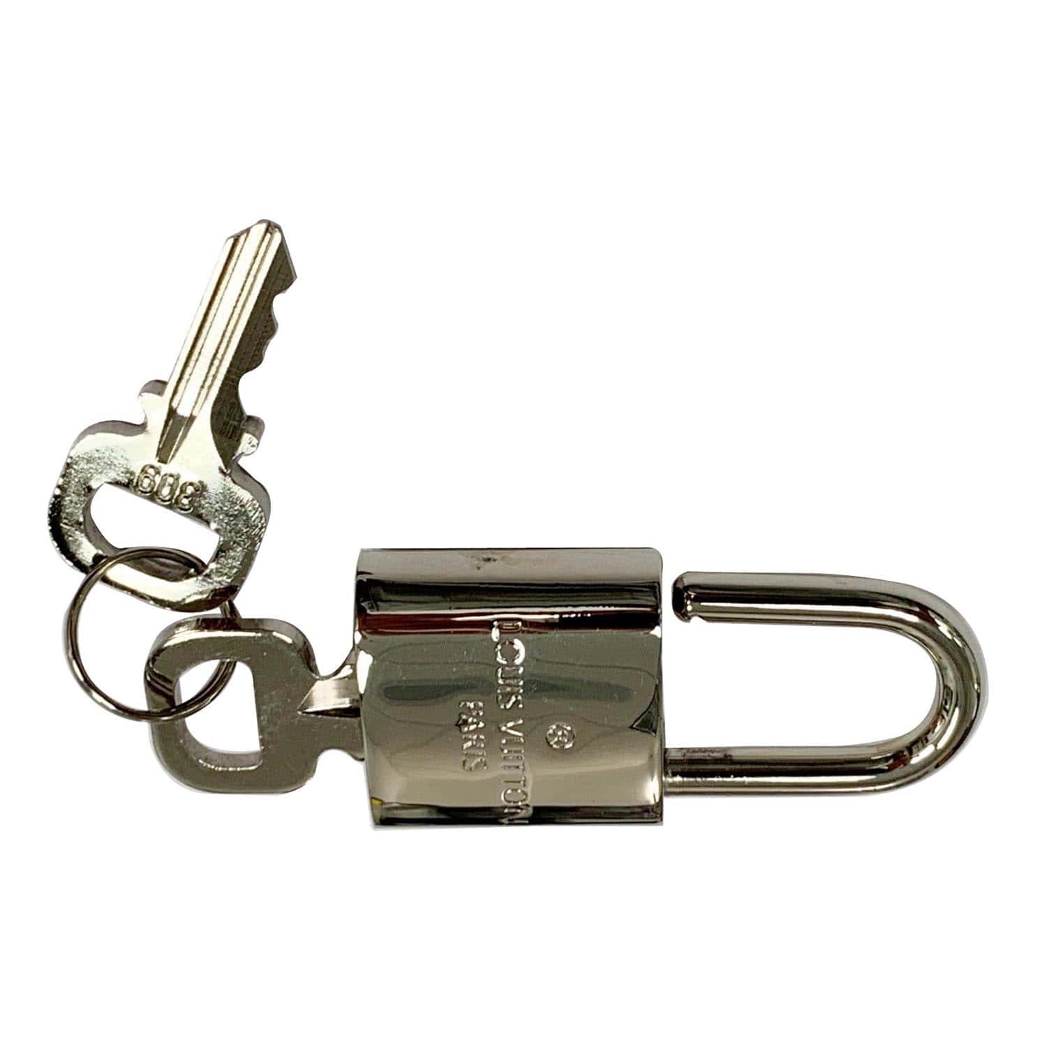 Louis Vuitton Brushed Silver Matte Padlock and Key Set Cadena Lock Bag  Charm ref.408462 - Joli Closet