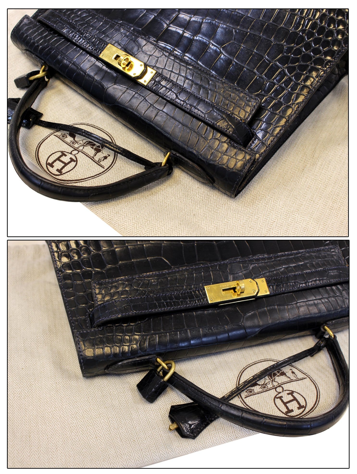 The H Place product - Hermes Kelly 32 Black Crocodile