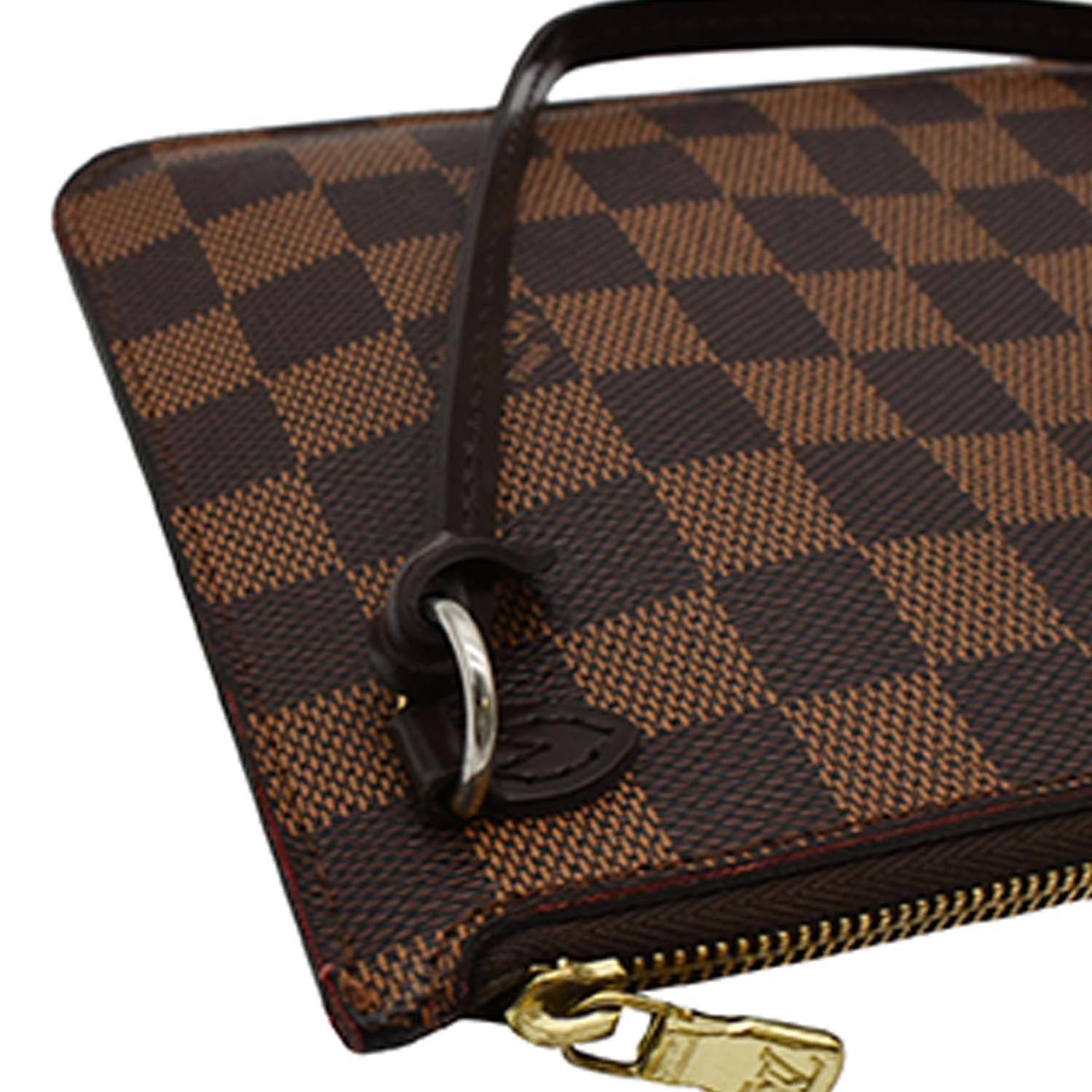 Louis Vuitton Small Damier Ebene Neverfull Pochette PM Wristlet Pouch  Leather ref.575106 - Joli Closet