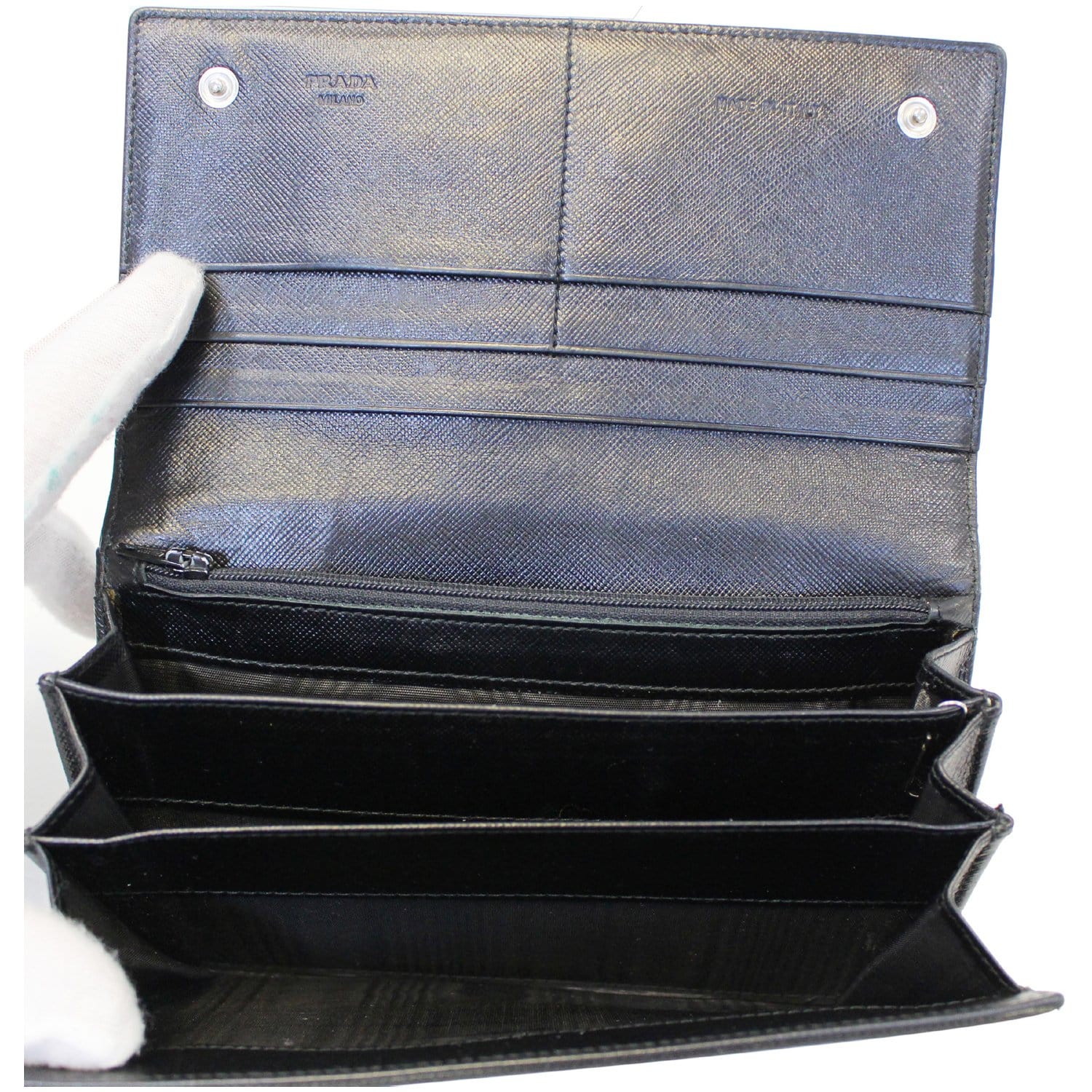 Prada Black Nylon & Leather Bi-Fold Mens Wallet