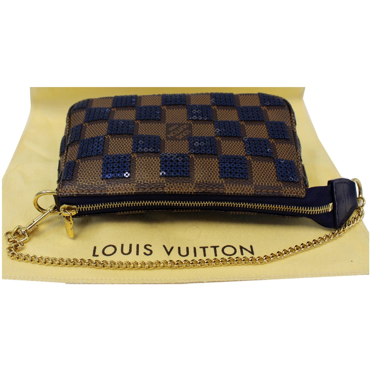 Louis Vuitton Blue Damier Paillettes Mini Pochette . Excellent to, Lot  #58274
