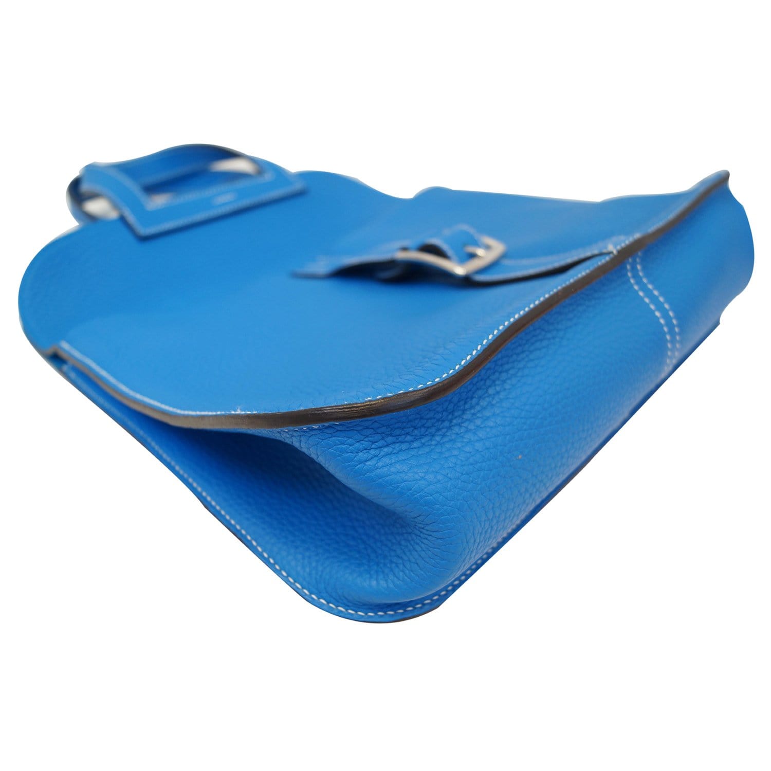 Replica Hermes Halzan 31cm Bag In Blue Agate Clemence Leather