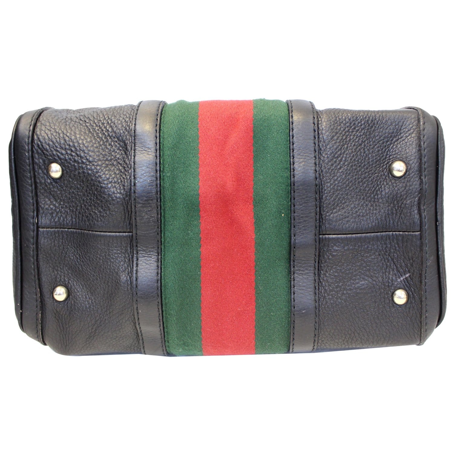 Gucci Vintage Web Medium Boston Bag, Black/Red/Green