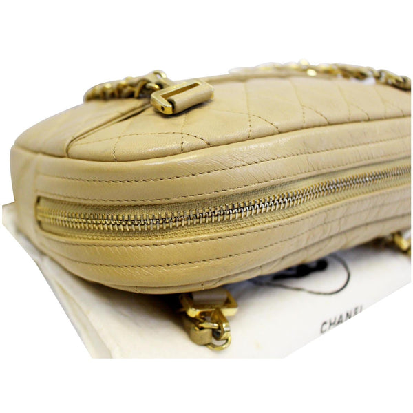 CHANEL Beige Lambskin Leather Camera Shoulder Bag-US