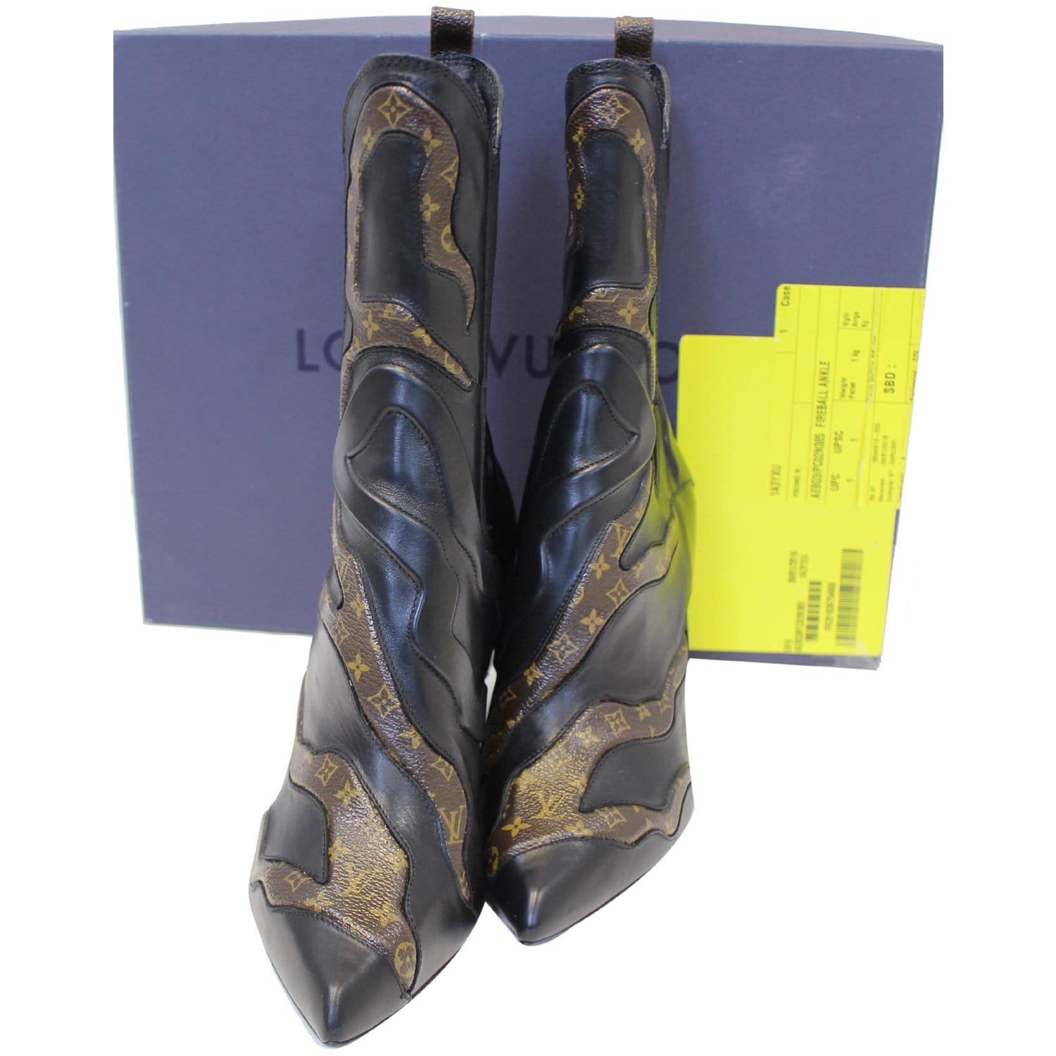 LOUIS VUITTON Calfskin Fireball Ankle Boots 39 Black Gold 576585