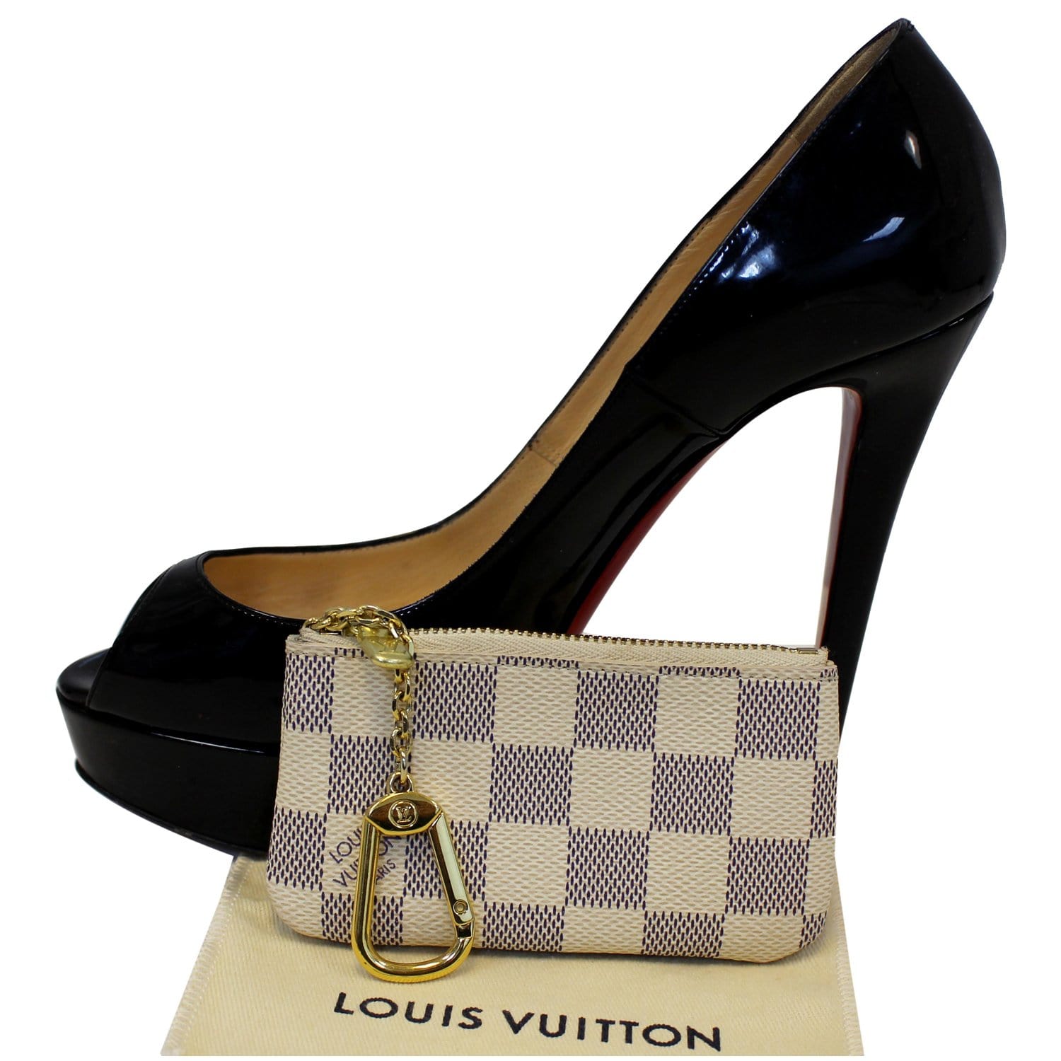 Louis Vuitton Damier Azur Pochette Cles Key Pouch Keychain ref.373245 -  Joli Closet