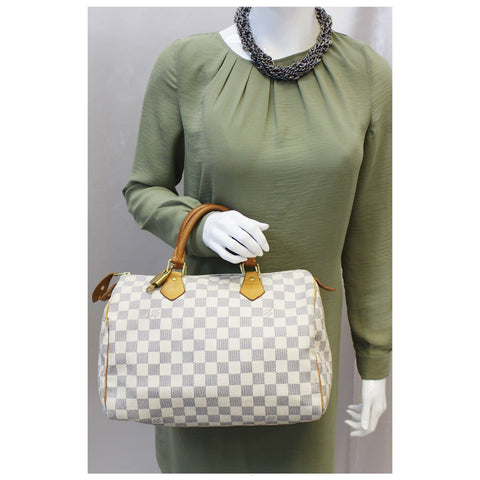 LOUIS VUITTON Speedy 30 Damier Azur Satchel Handbag-US