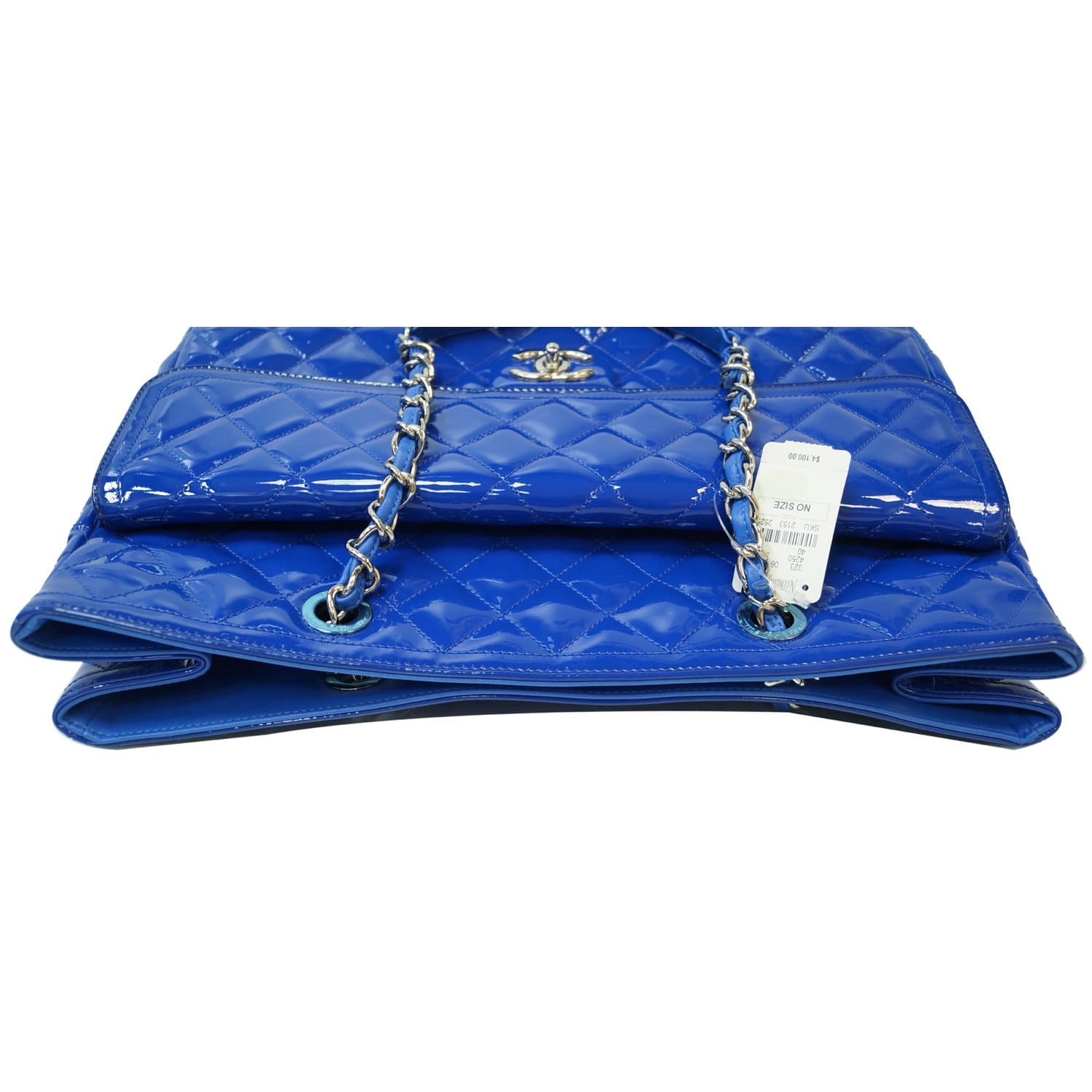 Chanel Luxe Ligne Zipped Tote Patent Small Blue 2140881