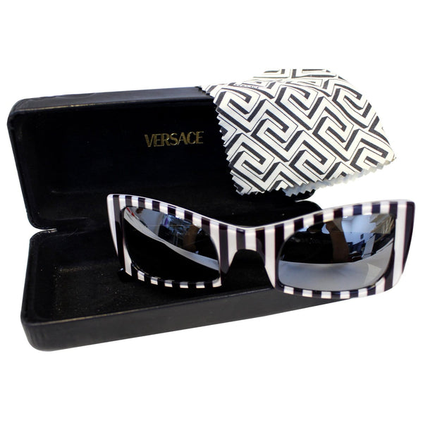 Versace Black and White Stripes Sunglasses - authentic