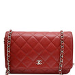 CHANEL WOC Lambskin Leather Chain Crossbody Bag Red