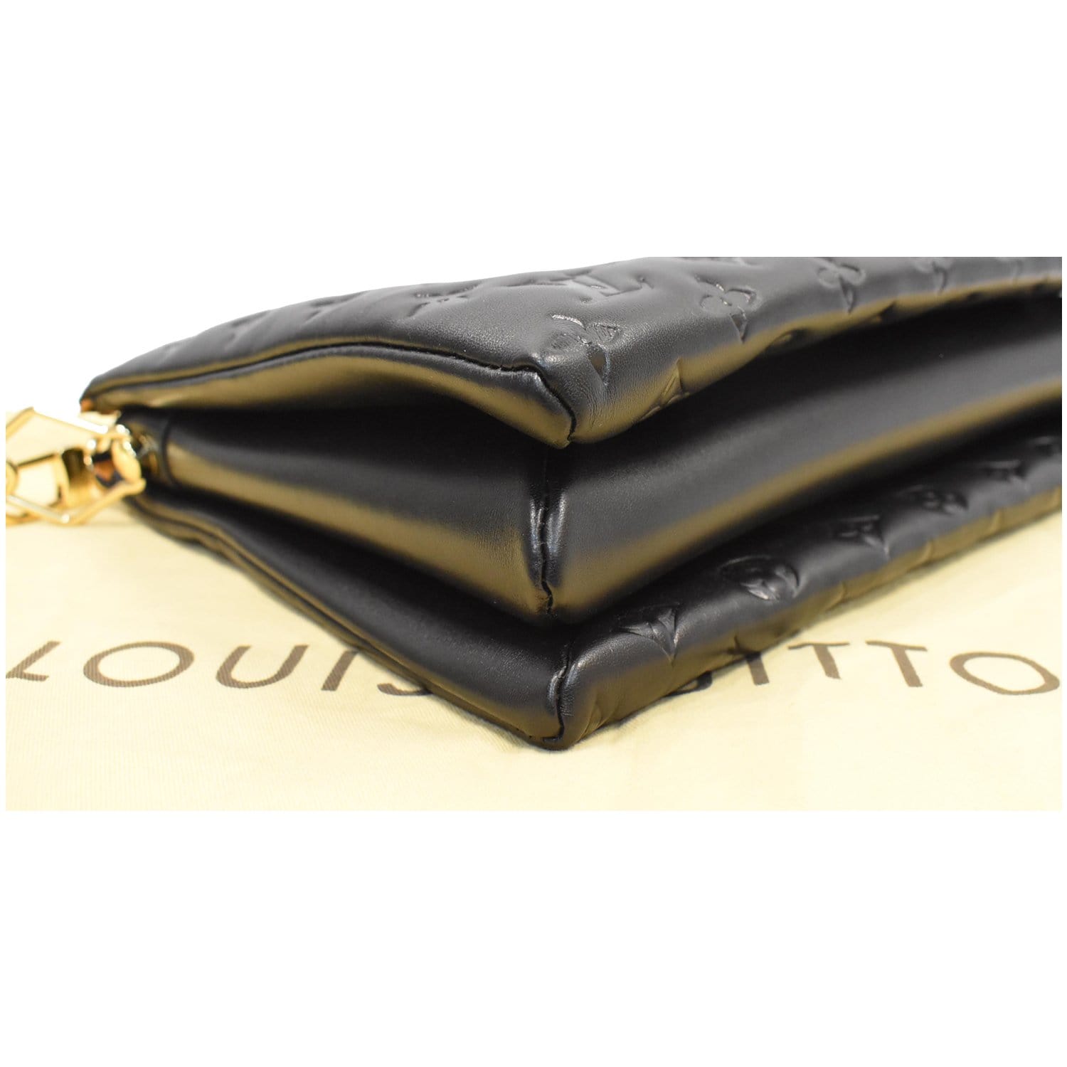 Louis Vuitton Black Monogram Embossed Lambskin Leather Coussin MM