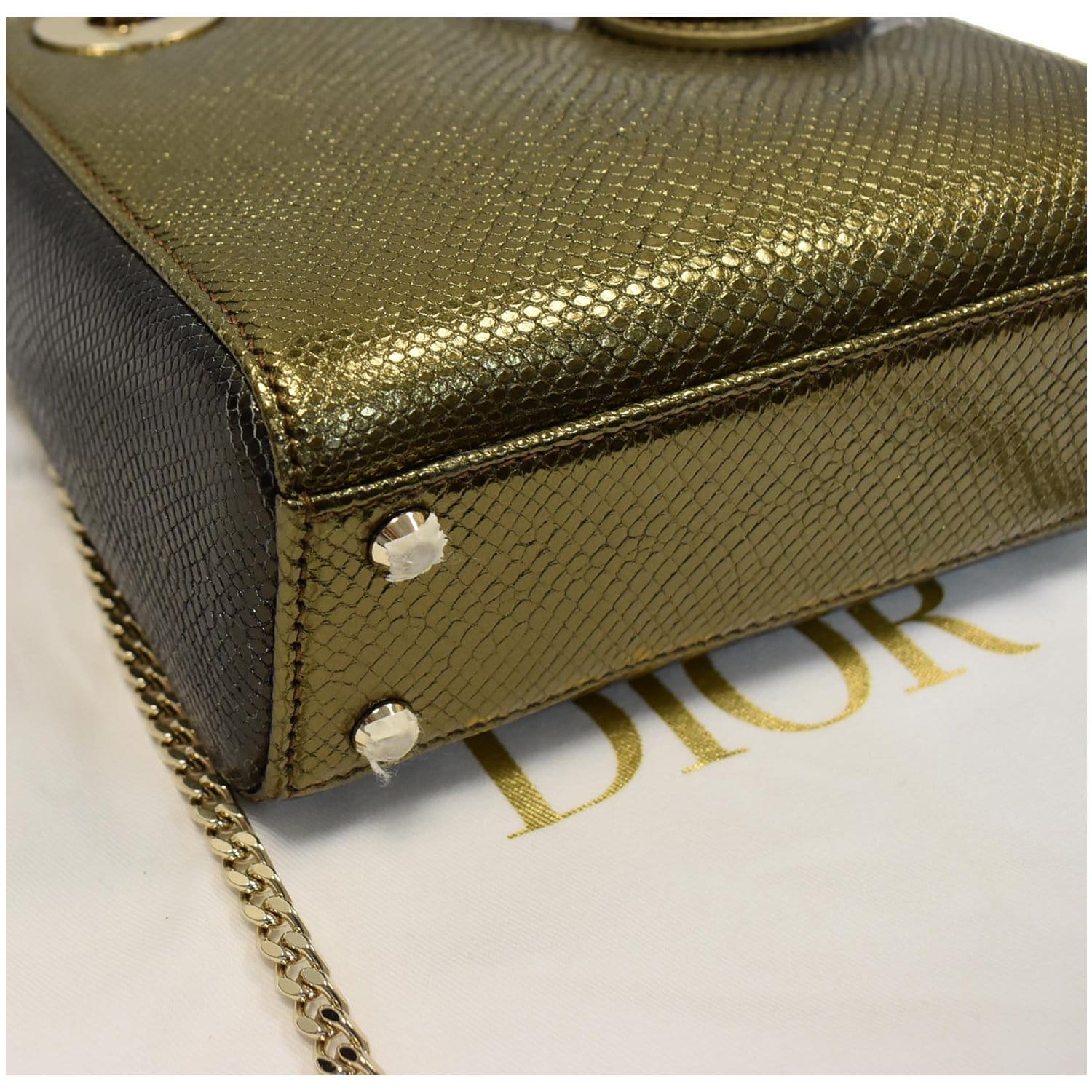 Christian Dior Mini Lady Dior 17cm Bag with Diamond Charms Lizard Skin  Silver Hardware, Black - SYMode Vip