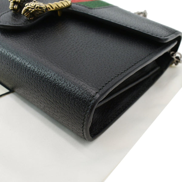 GUCCI Dionysus Mini Web Leather Chain Wallet Black 481377