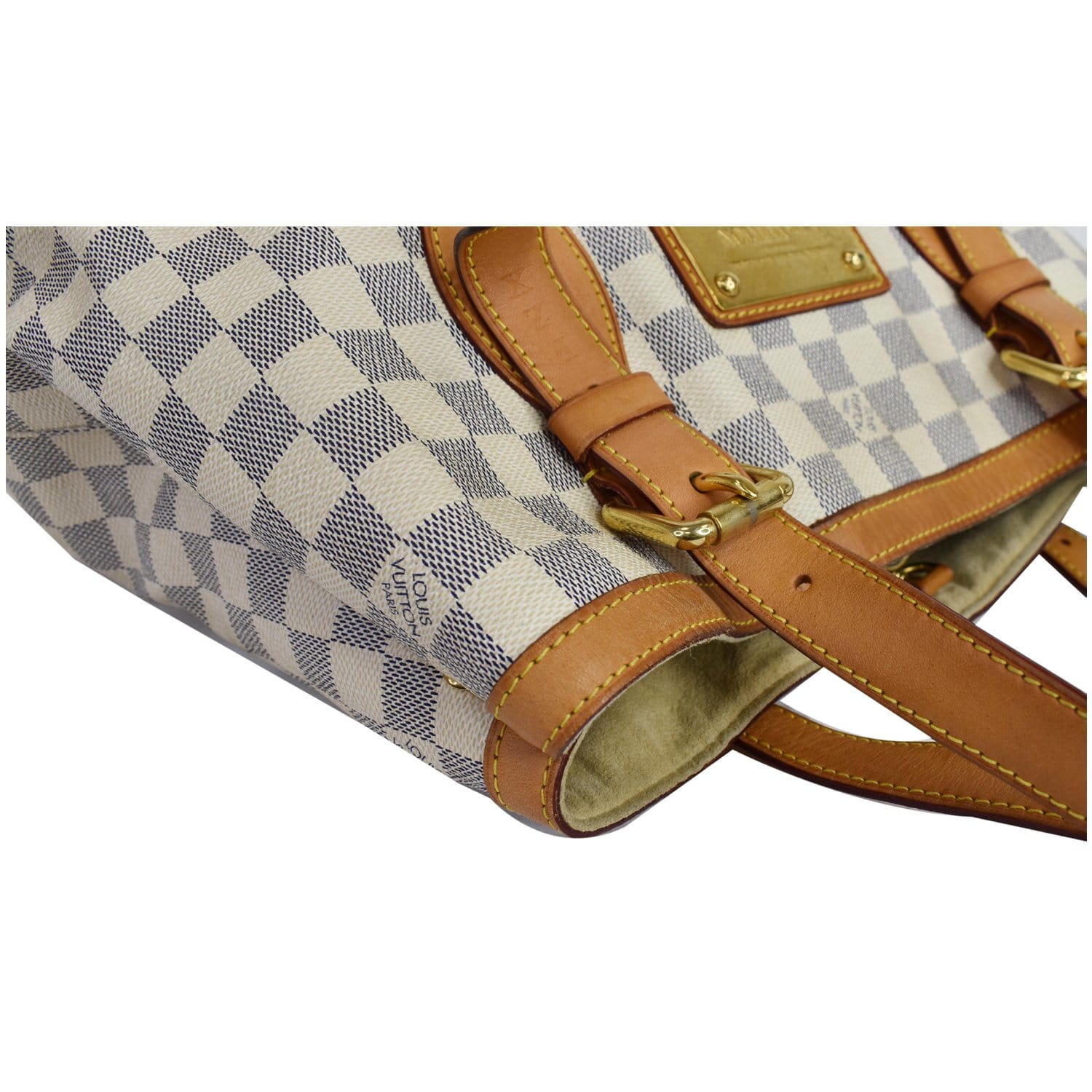 Louis Vuitton Hampstead MM Damier Azur Shoulder Bag White Leather LV –  brandedmoda