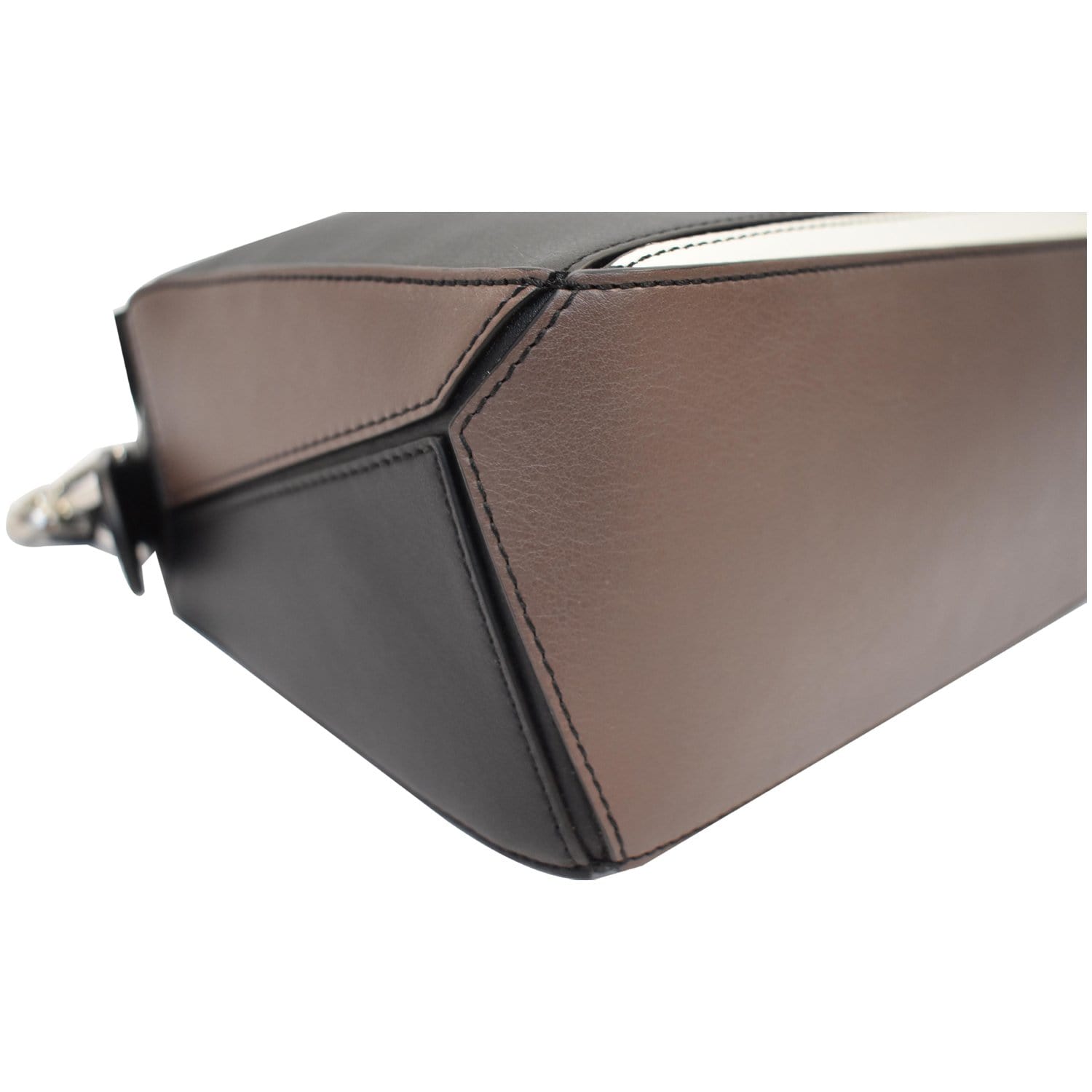 LOEWE Small Puzzle Classic Calfskin Shoulder Bag Black/Taupe