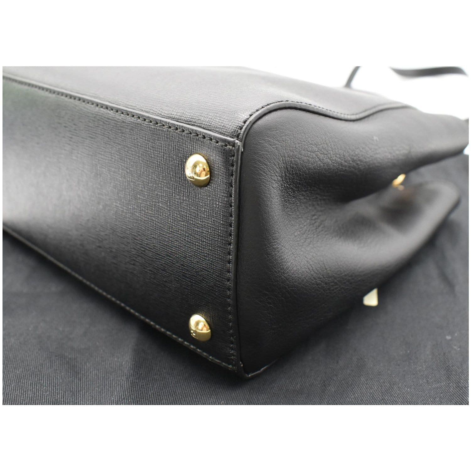 Fendi Black Vitello Leather Medium 2Jours Elite Tote Bag 8bh250