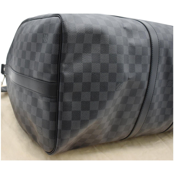 LOUIS VUITTON Keepall 55 Damier Graphite Bandouliere Travel Bag Black