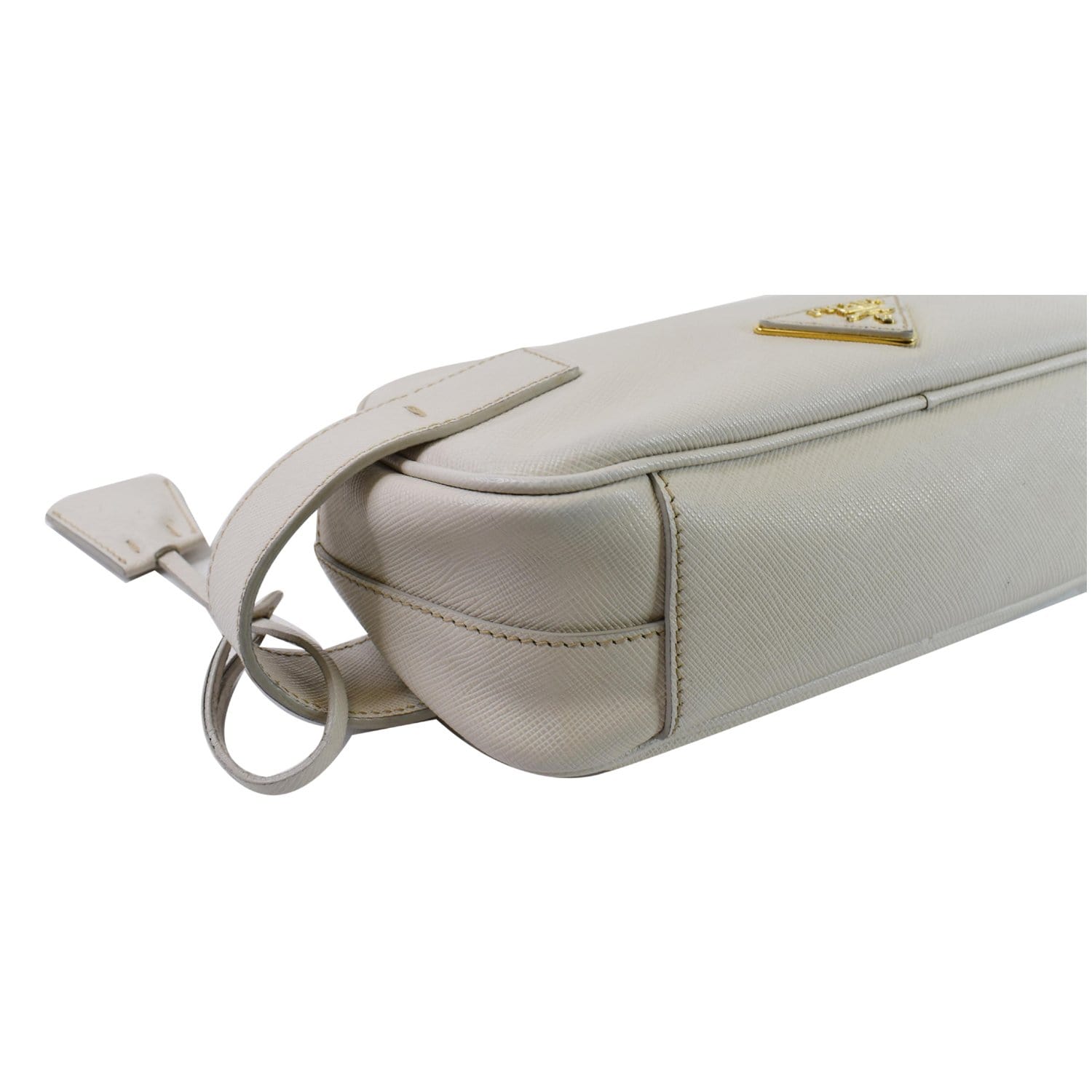 PRADA Saffiano Flap Shoulder Bag Talco 906977