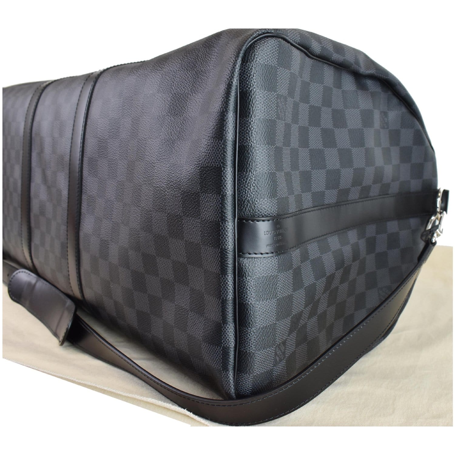 Louis Vuitton Damier Graphite Keepall Bandouliere 55 Duffle with Strap 9lk822s