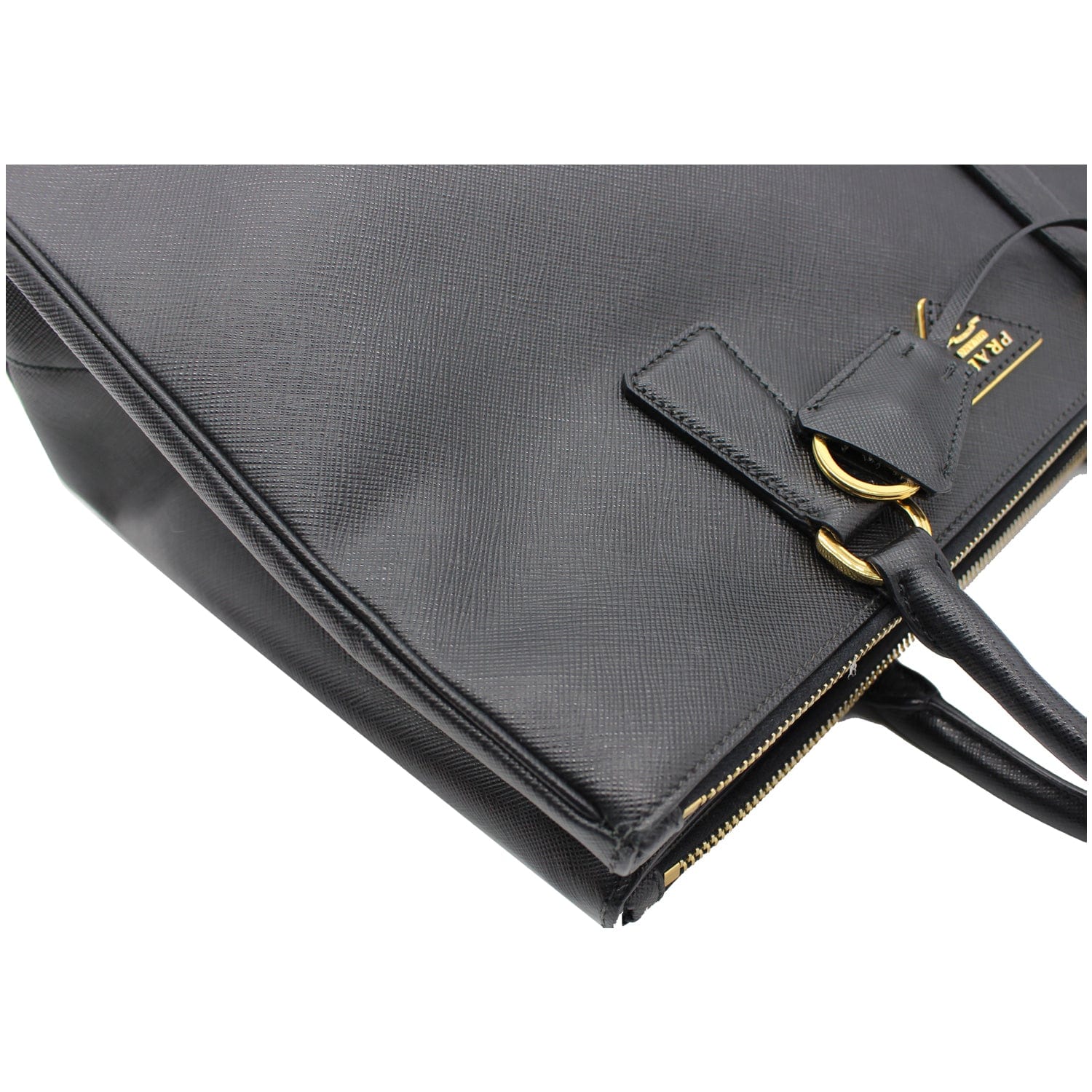 Black Prada Monochrome Saffiano And Leather Bag