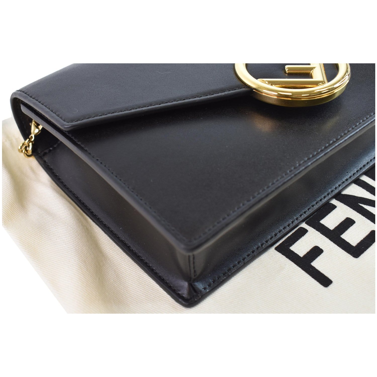 Fendi Black Leather Wallet on Chain Fendi
