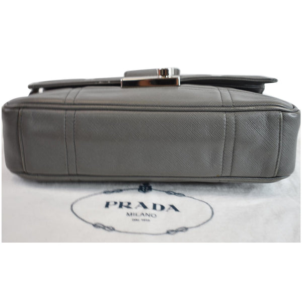 PRADA Saffiano Lux Leather Sound Shoulder Bag Light Grey