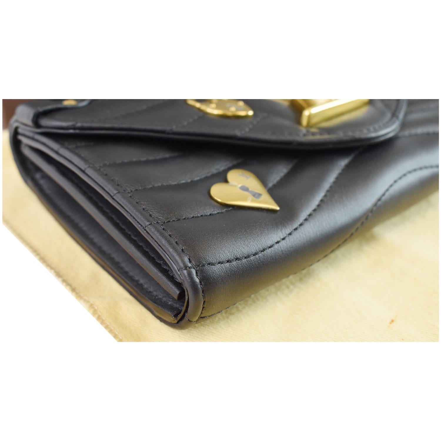 Louis Vuitton, Bags, Louis Vuitton Authentic Love Lock Wave Long Leather  Wallet Black