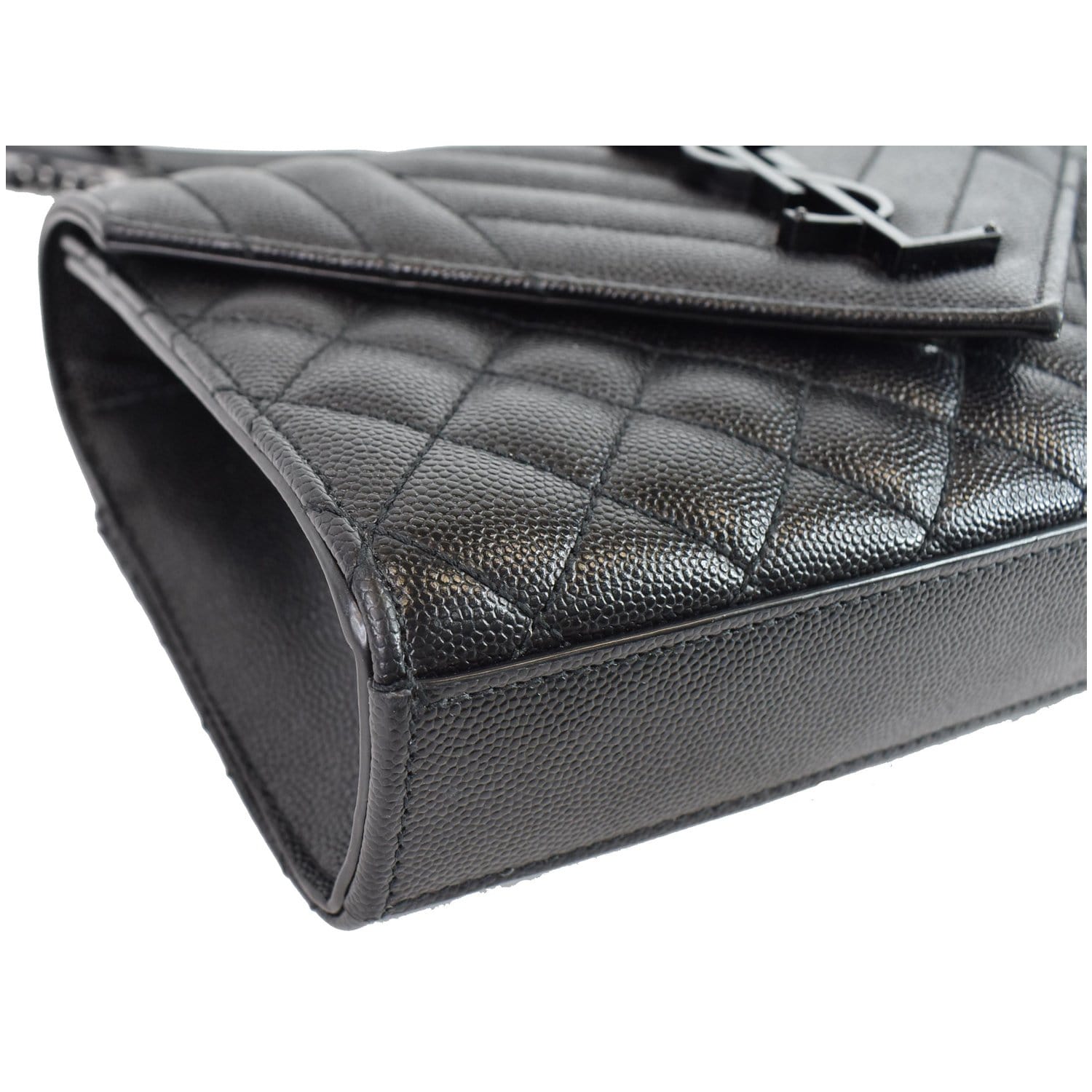 Black Envelope matelassé-leather shoulder bag, Saint Laurent