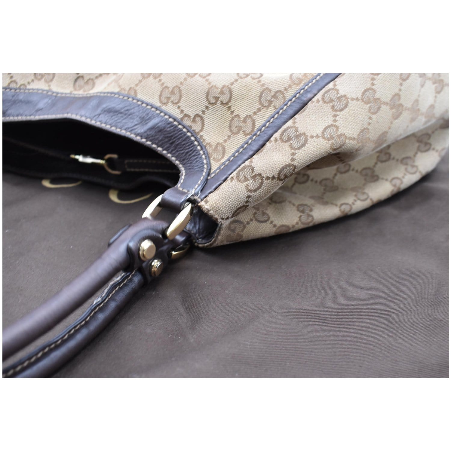 GUCCI Abbey GG Canvas D Ring GG Canvas Hobo Bag Beige 130738