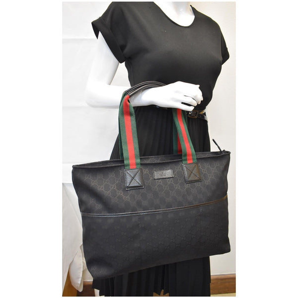 Gucci GG Monogram Canvas Web Large Diaper Tote Handbag