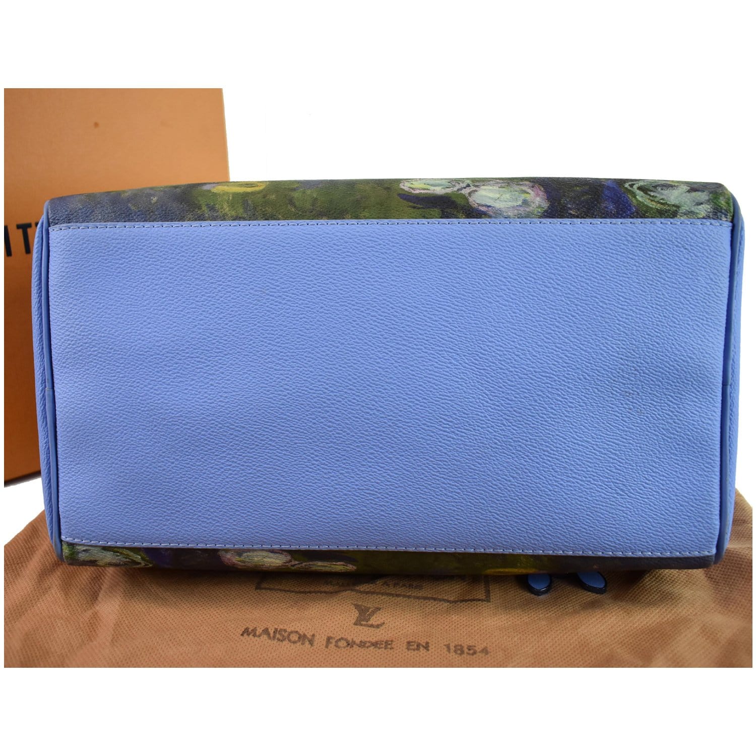 LOUIS VUITTON Authentic Women's Monet Pochette Pla Hand Bag Blue  Zipper Leather