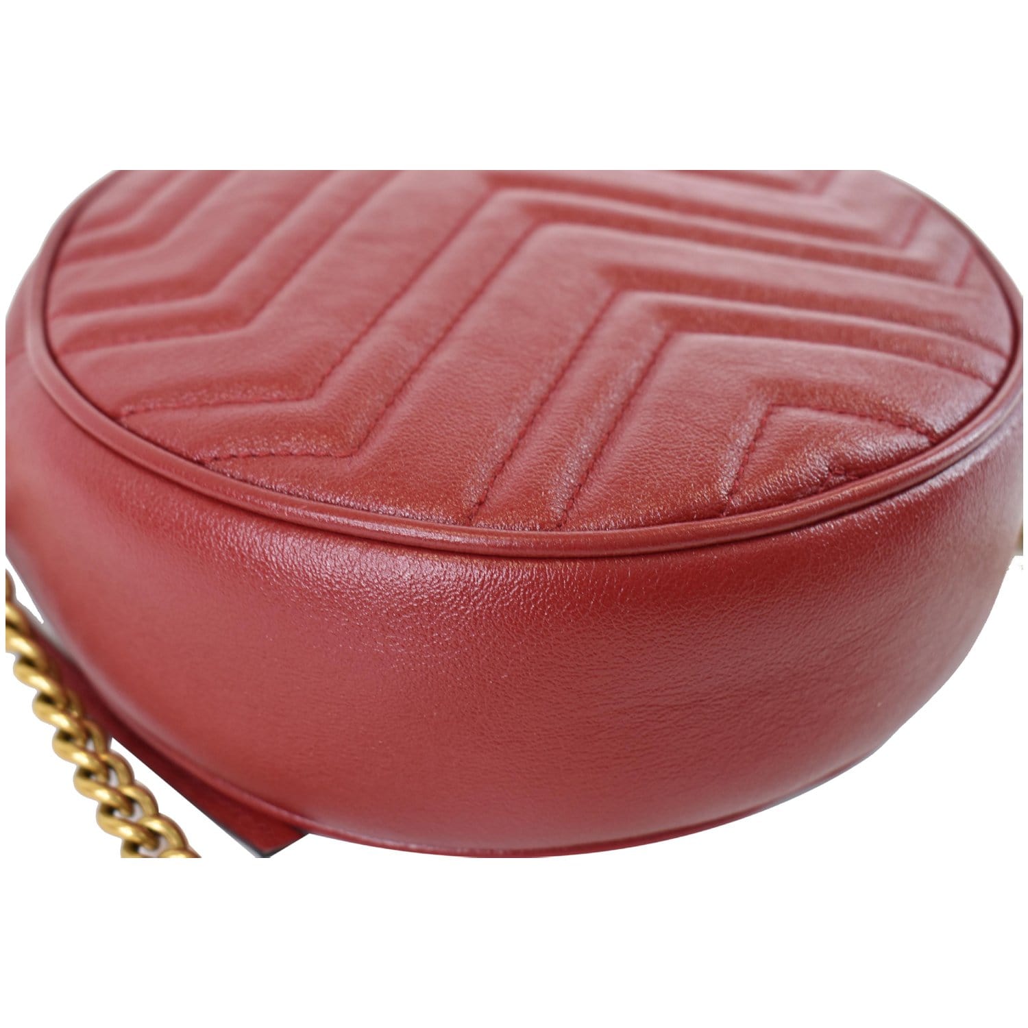 GUCCI GG Marmont Mini Round Leather Coin Purse Red 575160