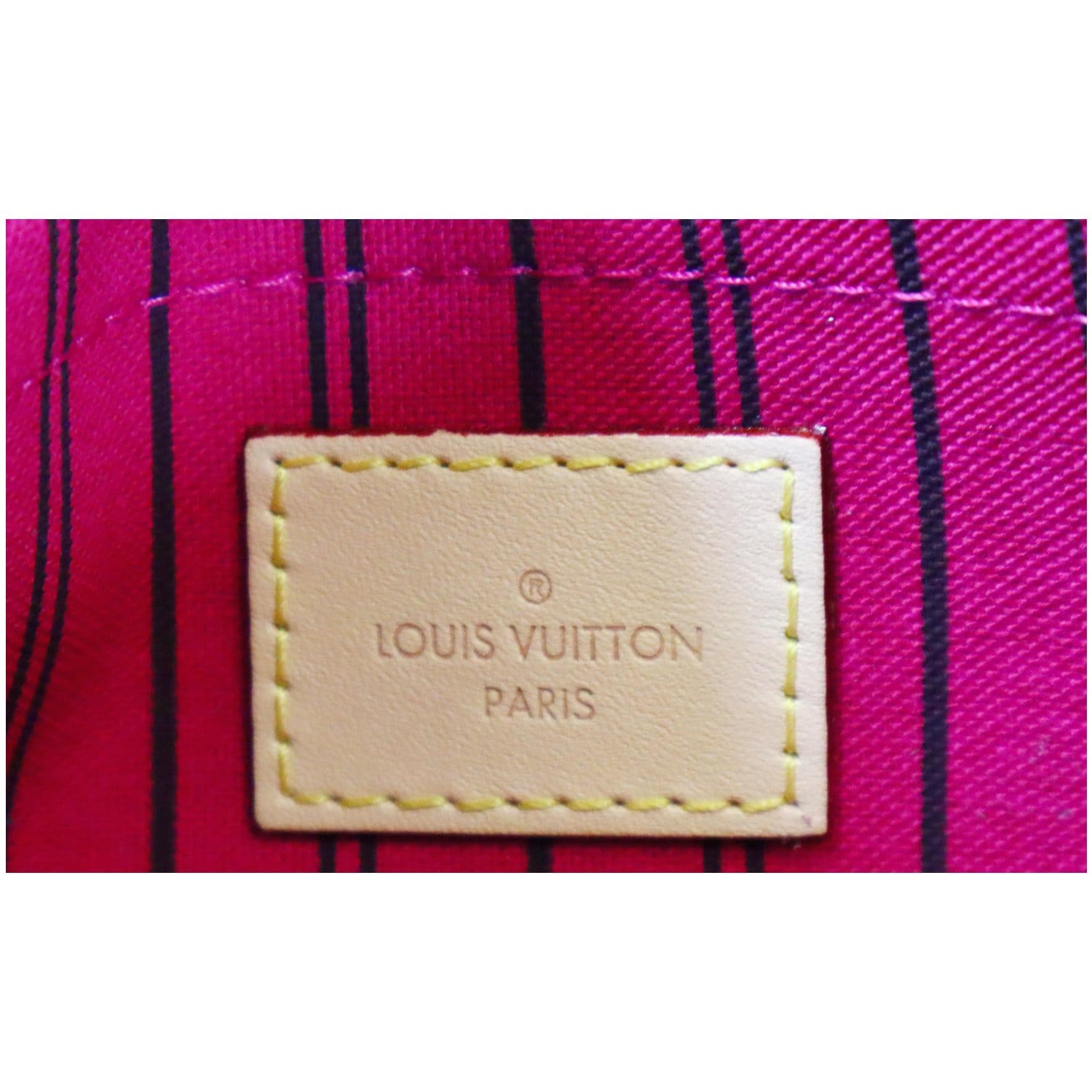 Louis Vuitton Monogram x Fuchsia Neverfull Pochette MM or GM Wristlet Pouch