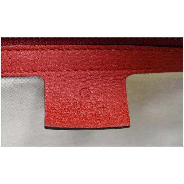 GUCCI Half Moon Logo Calfskin Leather Hobo Shoulder Bag Red 523588