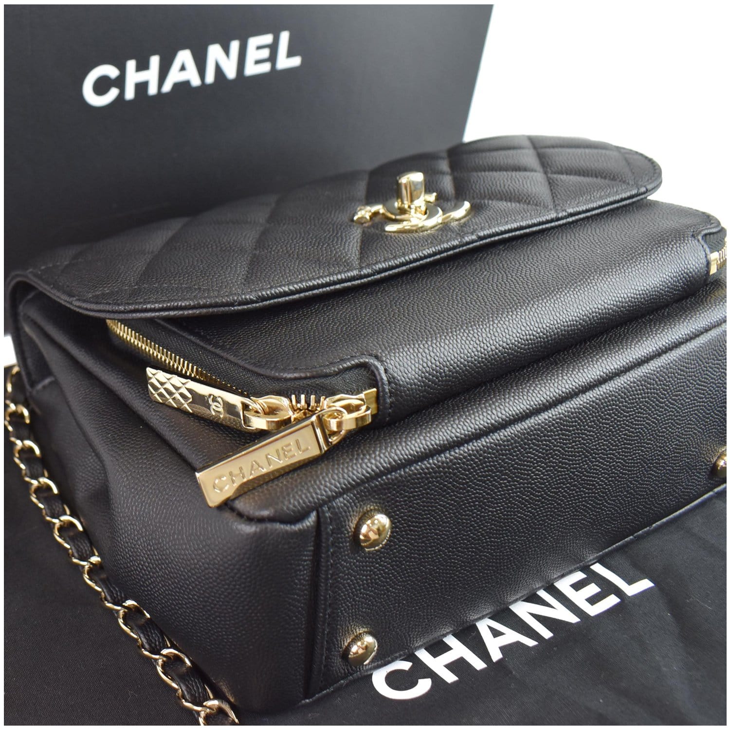 CHANEL Caviar Quilted Large Business Affinity Flap Black 1286478