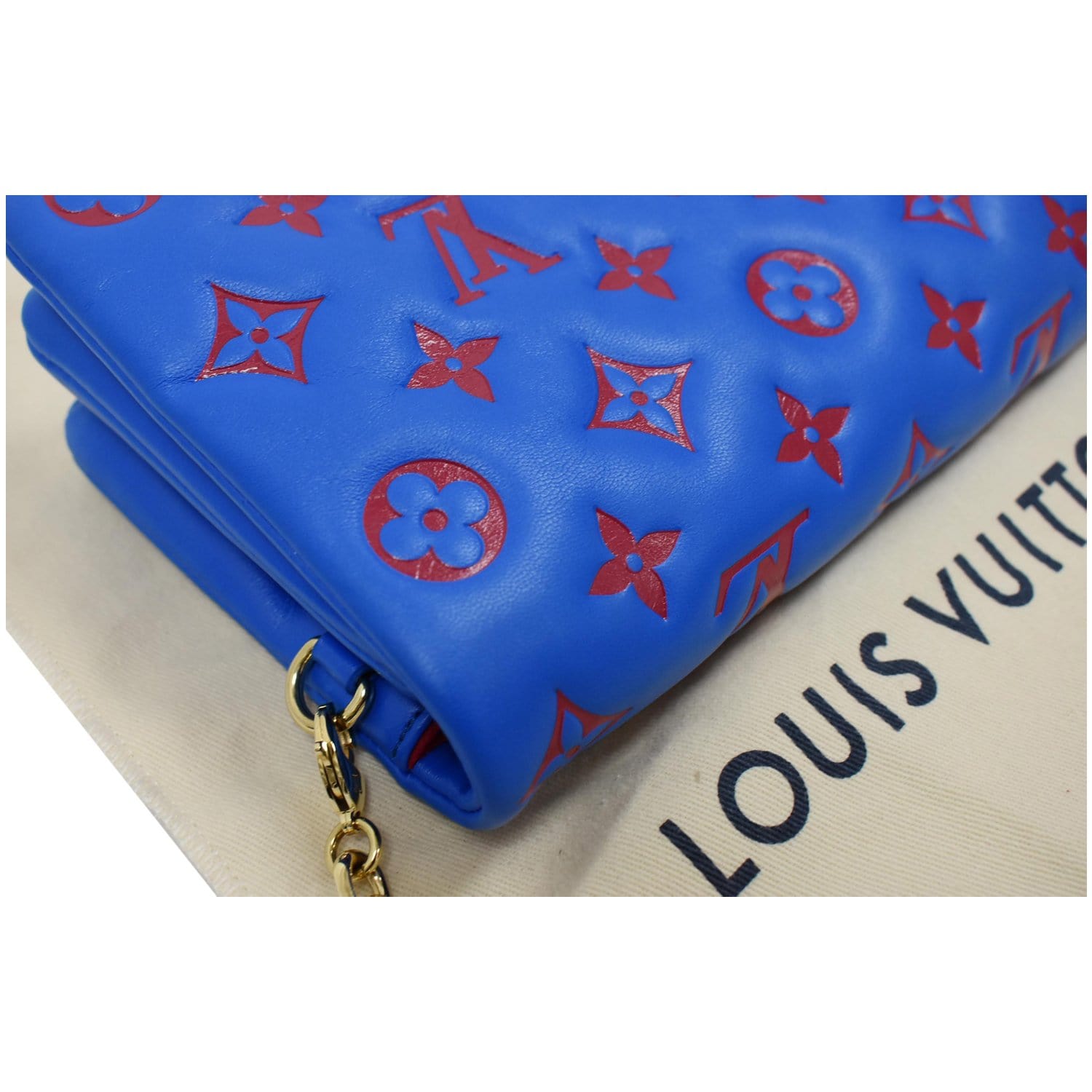 Louis Vuitton Embossed 1 Yard Ribbon Orange Blue 0.5” Great Condition From  USA