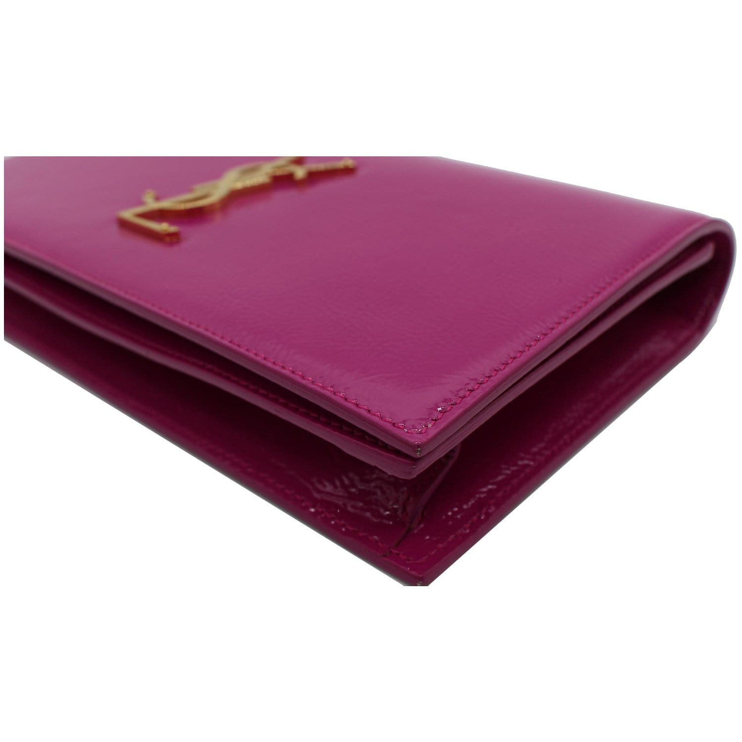 YVES SAINT LAURENT Belle de Jour Patent Leather Clutch Bag Pink