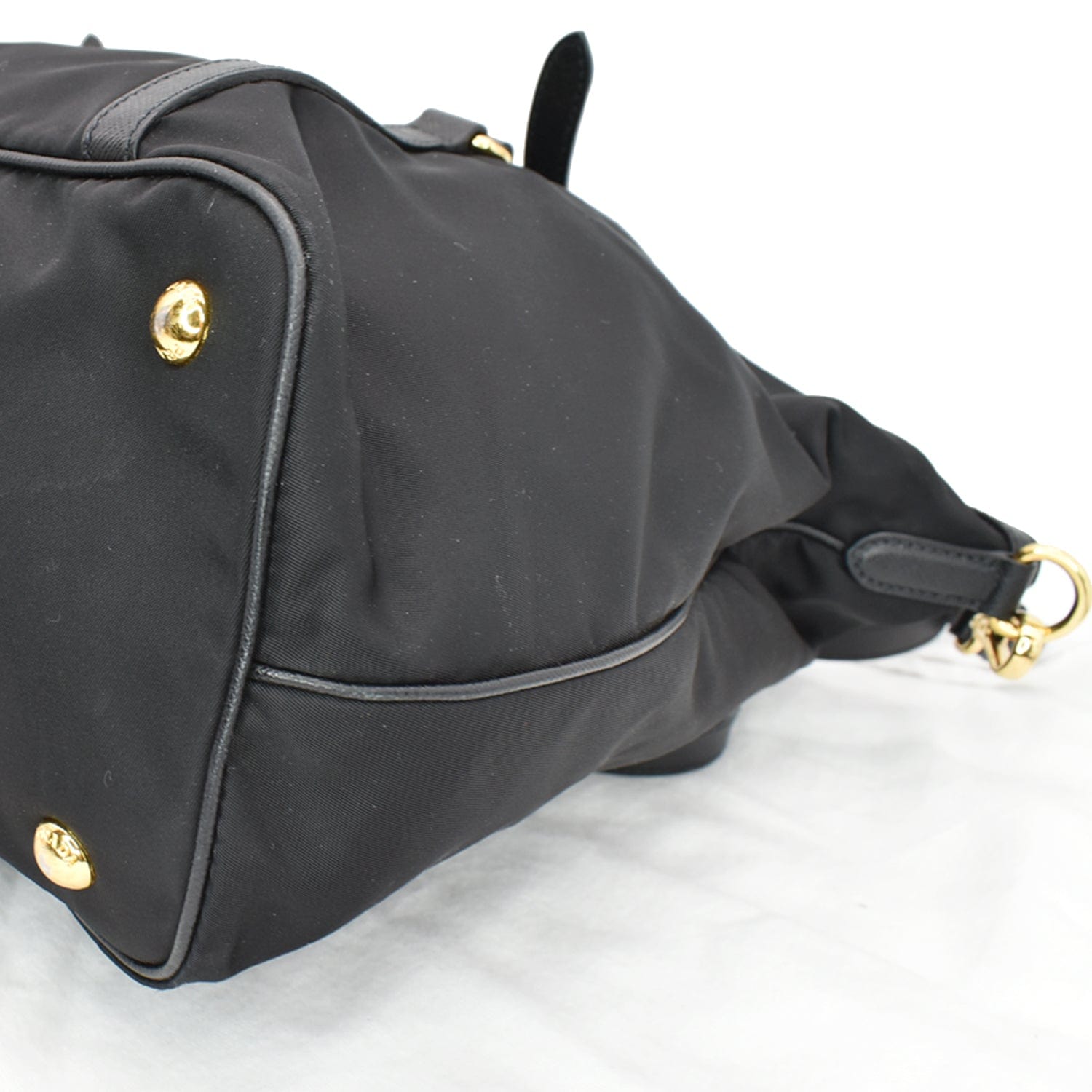 PRADA Tessuto Saffiano Nylon Tote Shoulder Bag Black