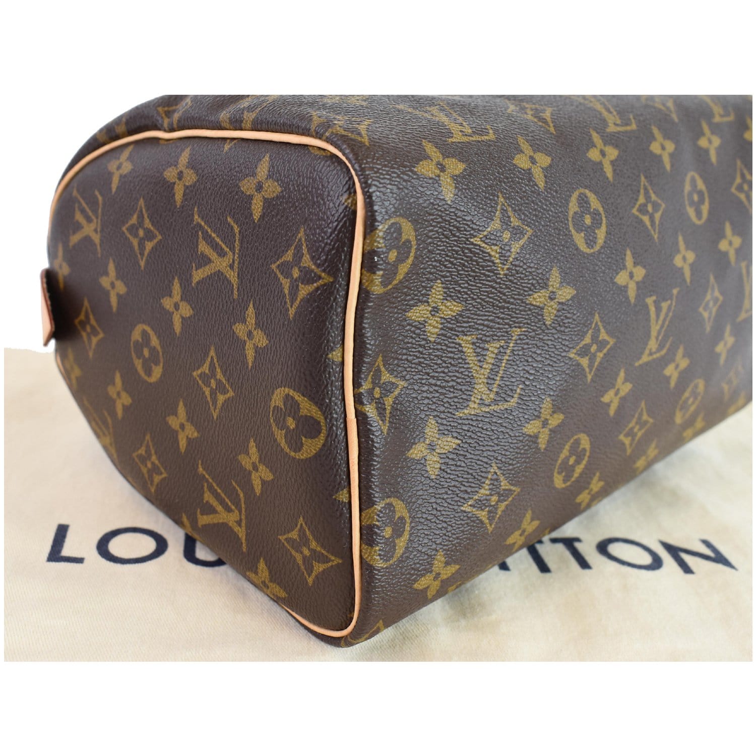 Louis Vuitton Shoulder Speedy Brown Canvas Bag Red Velour Interior