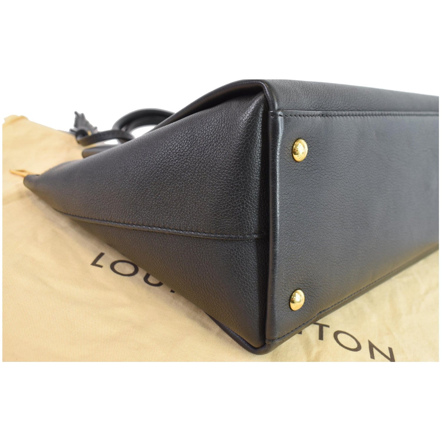 LOUIS VUITTON Lockmeto Brown Caramel Black and White Leather Tassel Tote Bag