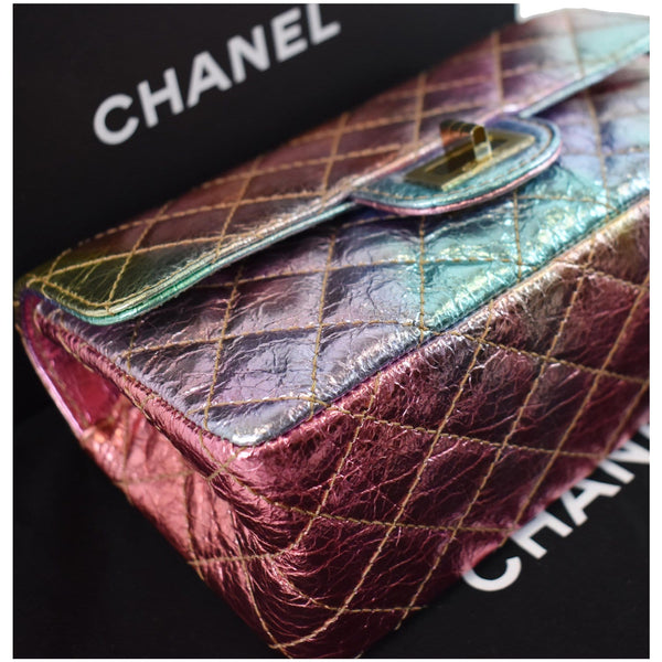 CHANEL Mini Reissue 2.55 Flap Rainbow Metallic Quilted Shoulder Bag Multicolor