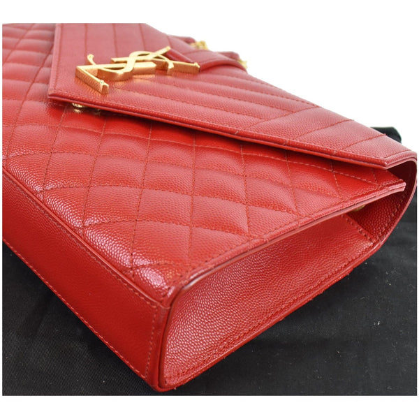 YVES SAINT LAURENT Medium Envelope Leather Chain Shoulder Bag Red