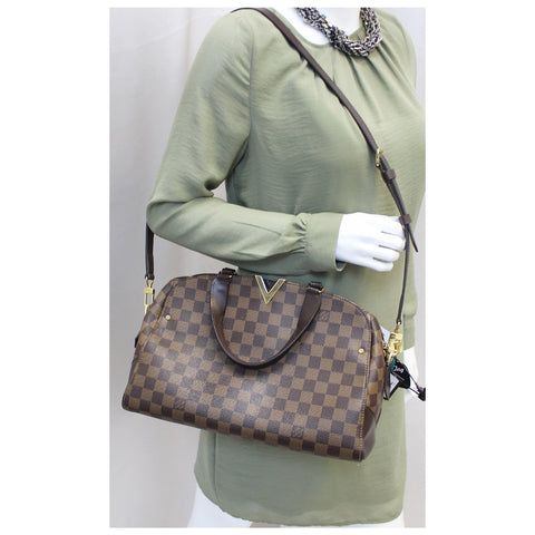 LOUIS VUITTON Kensington Bowling Damier Ebene Shoulder Handbag-US