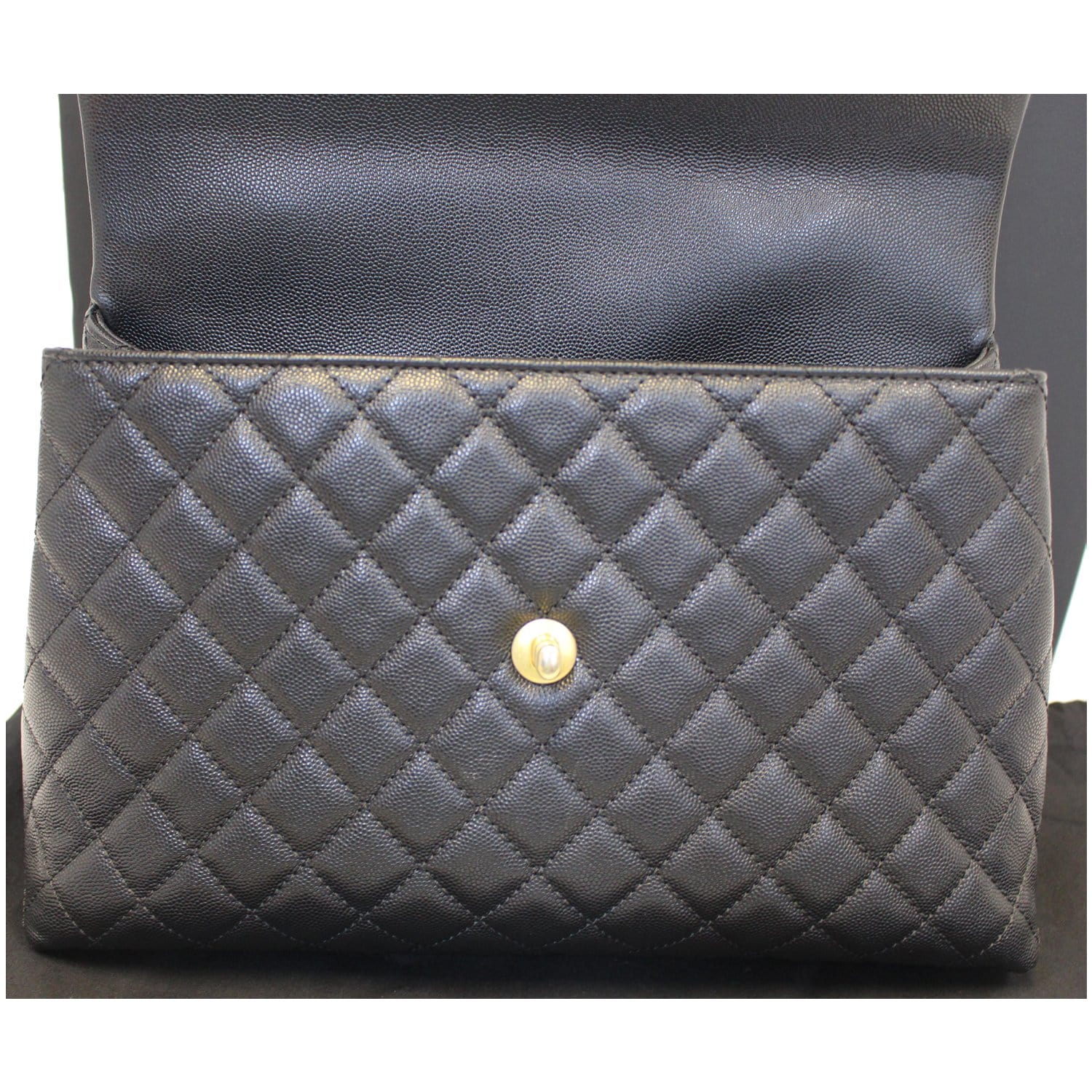 Chanel Medium Coco Handle Flap Bag Black Quilted Caviar/Black