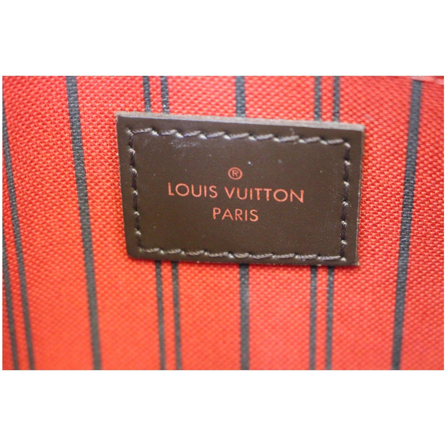Louis Vuitton Damier Ebene Neverfull Pochette Wristlet Bag Leather  ref.615180 - Joli Closet