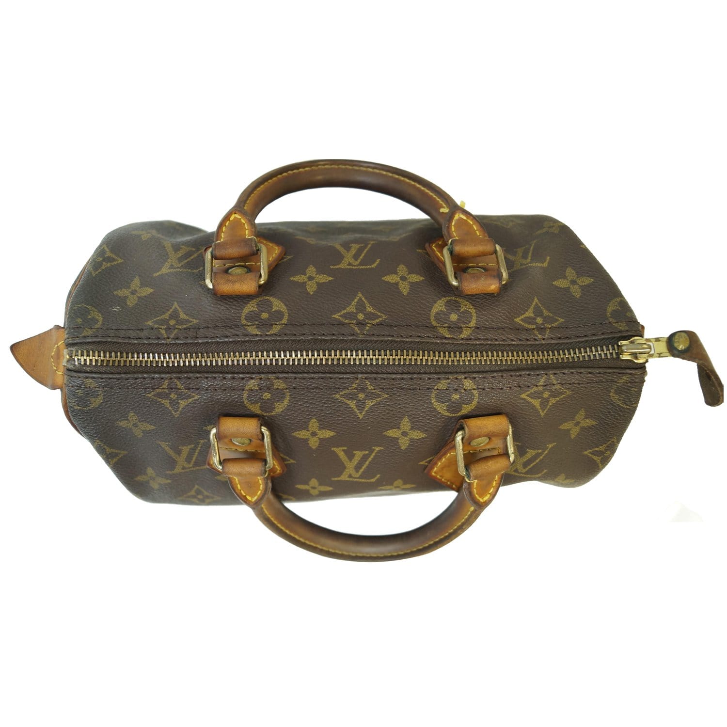 Louis Vuitton Monogram LV SPEEDY 25 Handbag Browns Canvas Bag - GOOD