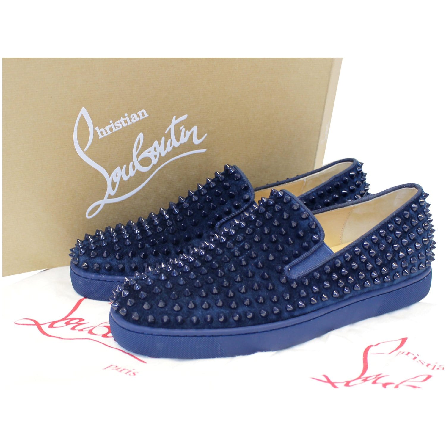 CHRISTIAN LOUBOUTIN Roller Suede Boat Sneaker Blue Size US 9-US