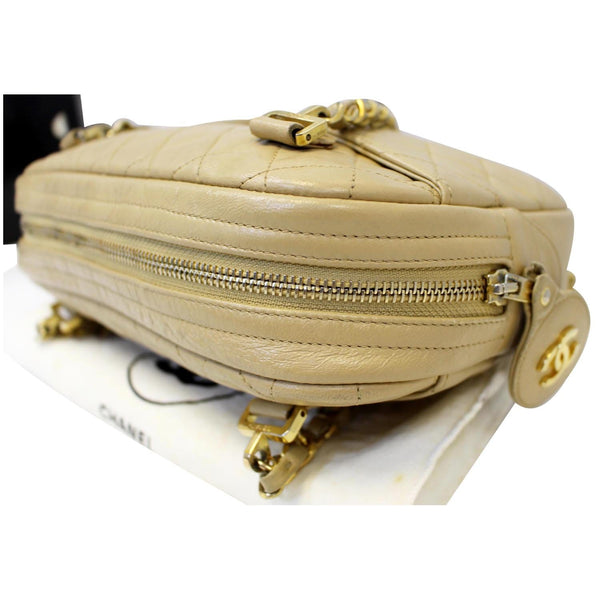 CHANEL Beige Lambskin Leather Camera Shoulder Bag-US