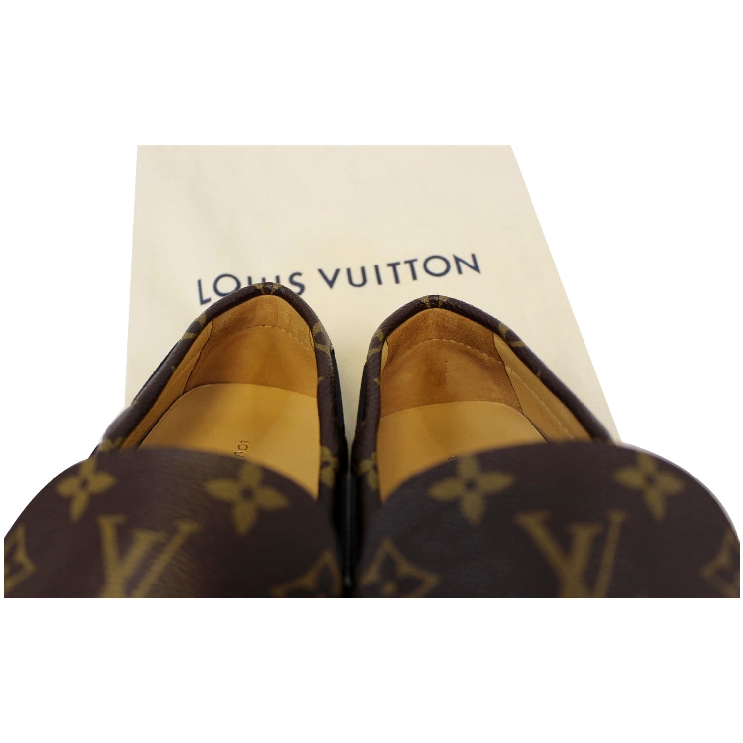 Shop Louis Vuitton Monogram Moccasin Plain Leather Logo Loafers